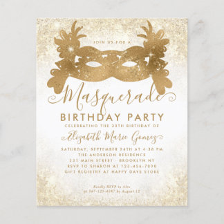 Billig Masquerade Weißer Glitzer Staub Geburtstag Flyer