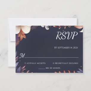 Billig Outdoor Stylish Navy Blue Wedding RSVP Karte