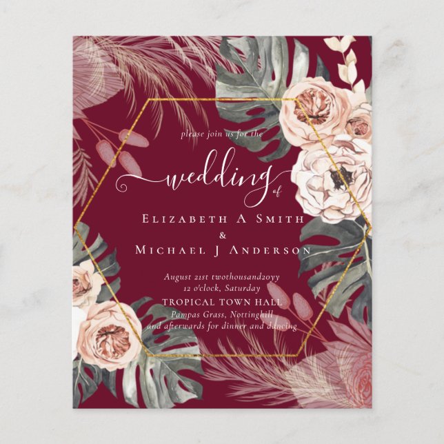Billig preiswert PAMPAS GRASS TROPICAL Wedding Flyer (Vorne)