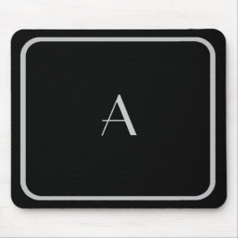 Billig Schwarz und Silber Monogramm mit Rahmen Mousepad
