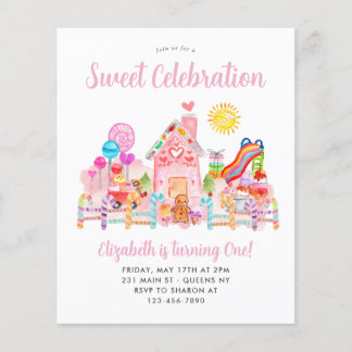 Billig Sweet Celebration Candyland Kindergeburtsta Flyer