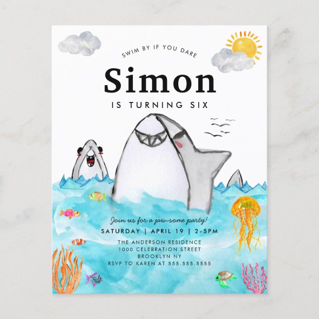 Billig unter dem Meer schwimmende Haie zum Geburts Flyer (Vorne)