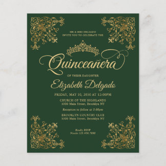 Billig Vintager Emerald Green Gold Frame Quinceane Flyer