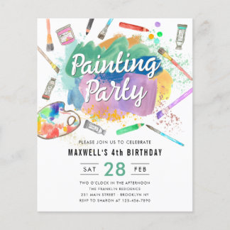 Billig Wasserfarbe Kunst Malerei Party Geburtstag Flyer