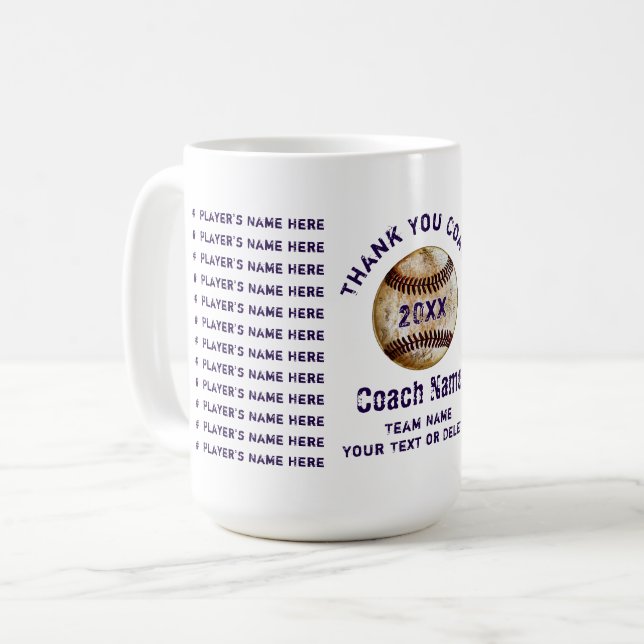 Billige Baseballtrainer-Geschenke, Ihr Text, Ihre Kaffeetasse (Vorderseite Links)