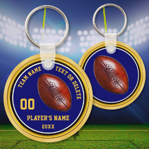Billige blau-goldene Fußballpartygeschenke Fußball Schlüsselanhänger