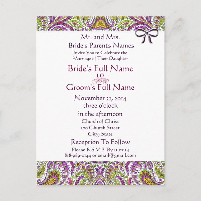 Billige Hochzeitskarten Einladungspostkarte (Vorderseite)