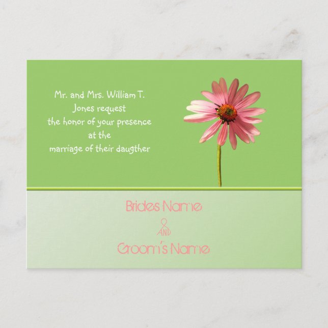 Billige Hochzeitskarten Einladungspostkarte (Vorderseite)