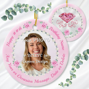 Billige, personalisierte Foto-Geburtstags-Ornament Keramik Ornament