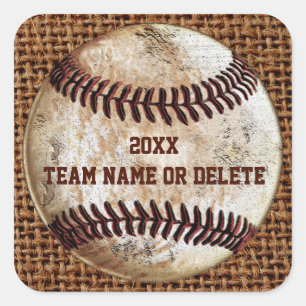 Billige personalisierte rustikale Team-Baseball-Au Quadratischer Aufkleber