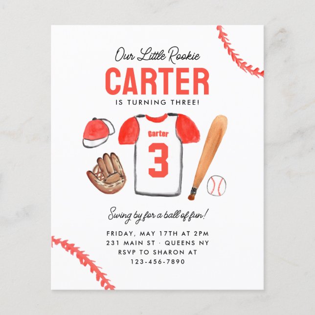 Billige Rookie des Jahres Baseball Shirt Geburtsta Flyer (Vorne)