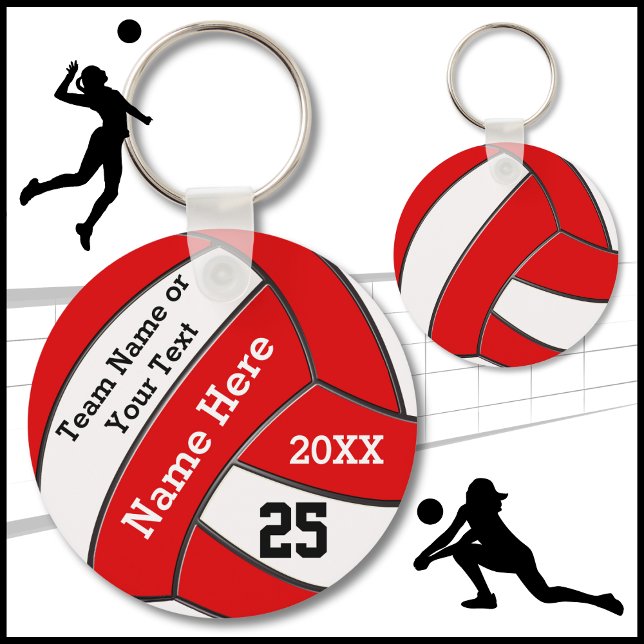 Billige Volleyball-Schlüsselanhänger in Farbe und  Schlüsselanhänger (Volleyball Souvenirs. Red White and Black, Personalized Volleyball Keychains. Volleyball Keyring.)