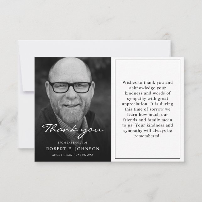 Billiges einfaches Beileid Beerdigung Foto Dankeskarte (Vorderseite)