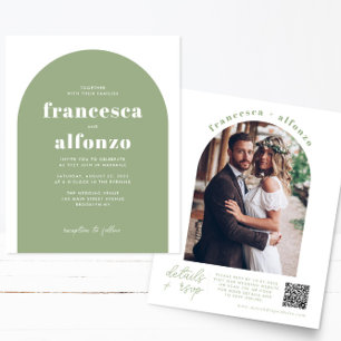 Billiges Foto-Hochzeit mit grünem UAWG QR-Code Flyer