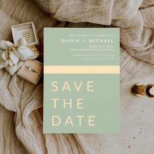 Billiges Grün Save the Date Elegantes Gold
