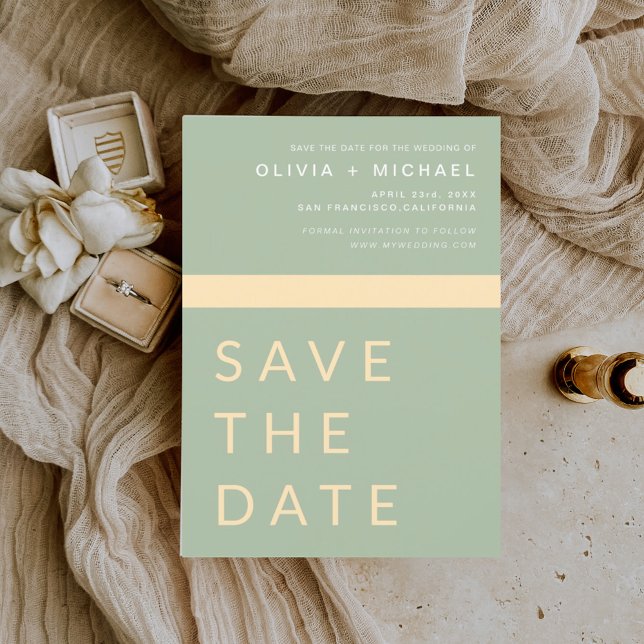Billiges Grün Save the Date Elegantes Gold (Von Creator hochgeladen)