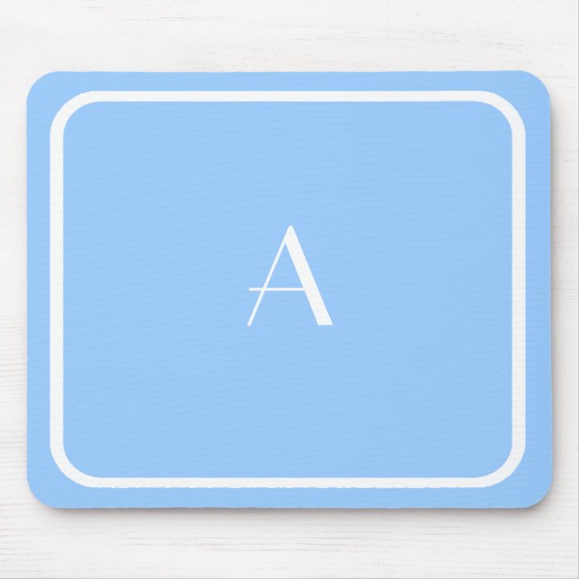 Billiges Light Sky Blue Mousepad mit weißem Monogr (Vorne)