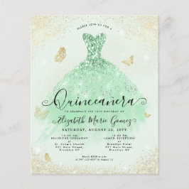Billiges Sage Green Gold Glitzer Gozo Quinceanera Flyer