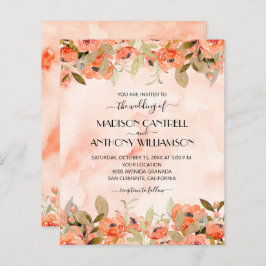 Billigfarbene Blumenhochzeit in einer Einladung