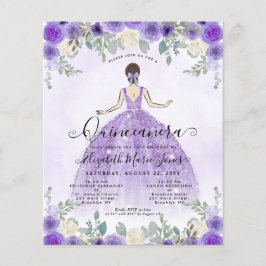 Billigfloral Lila Prinzessin Birthday Quinceanera Flyer