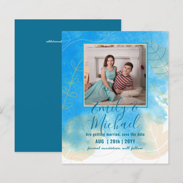 Billigstes FOTO Rett Datum Aquamarin Gold Abstrakt (Vorne/Hinten)