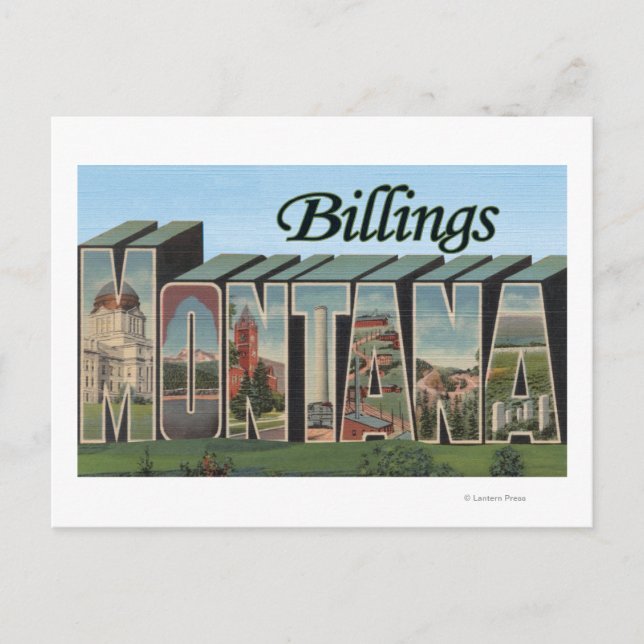 Billings, Montana - Große Briefmarkenszenen Postkarte (Vorderseite)