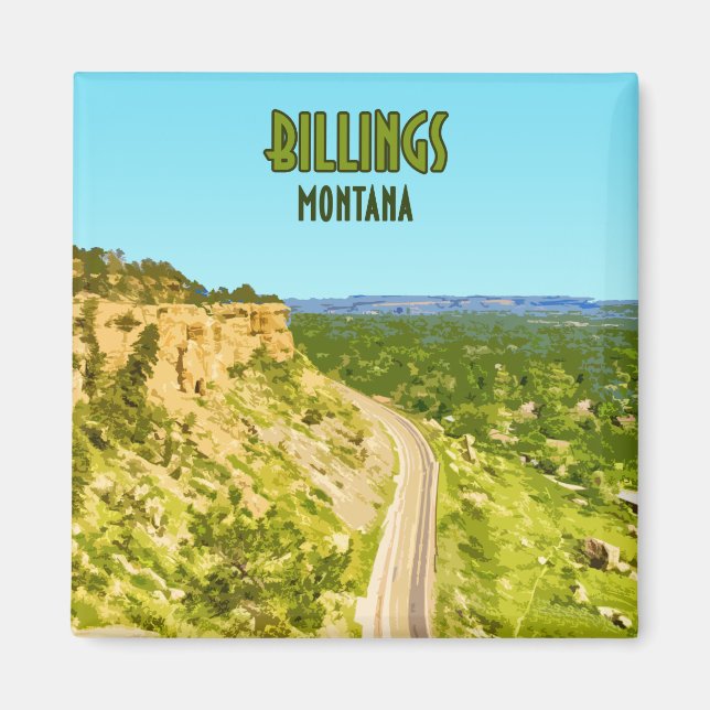 Billings Montana Rim Rocks Vintag Magnet (Vorne)