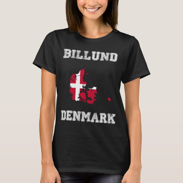 Billund Dänemark Vintag Dänemark Flag Karte T-Shirt (Vorderseite)