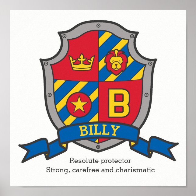 Billy Boys Name bedeutet heraldry Schild Letter B (Vorne)