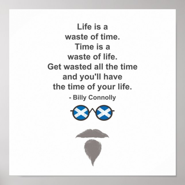 Billy Connolly Brillen und Zitat Poster (Vorne)