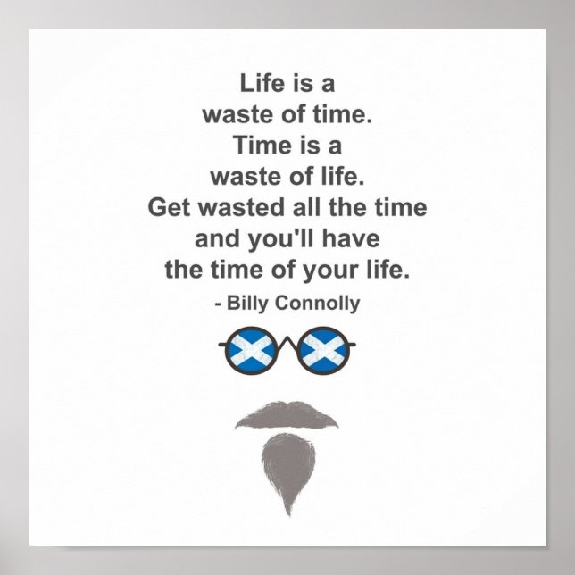 Billy Connolly Brillen und Zitat Poster (Vorne)