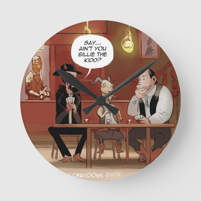 Billy, das Kind? Funny Goat Cartoon Runde Wanduhr (Vorderseite)
