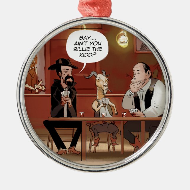 Billy, das Kind? Funny Goat Cartoon Silbernes Ornament (Vorne)