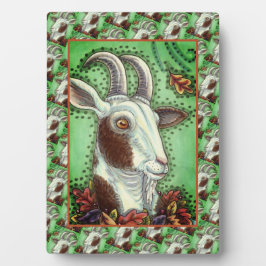 BILLY GOAT AND AUTUMN LEAVES, ERNTEDANK FARM FOTOPLATTE