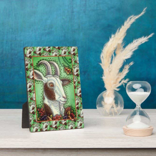 BILLY GOAT AND AUTUMN LEAVES, ERNTEDANK FARM FOTOPLATTE (Seite)