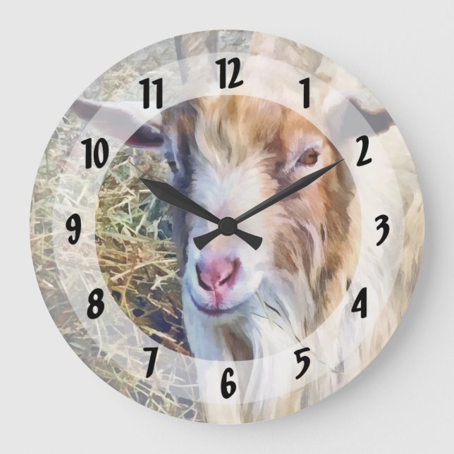 Billy Goat Große Wanduhr (Vorderseite)