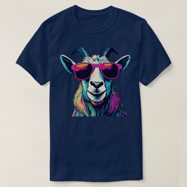 Billy Goat mit Sonnenbrille farbenfroh T-Shirt (Design vorne)