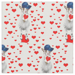 Billy Goat mit Valentinen und Roten Herzen Stoff