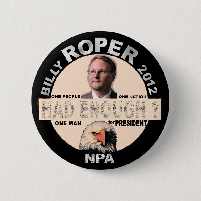 Billy Roper für Präsidenten 2012 Button (Vorderseite)