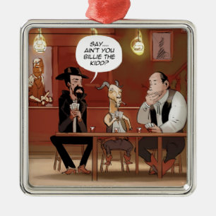 Billy The Kid? Lustige Ziegen Cartoon Ornament Aus Metall