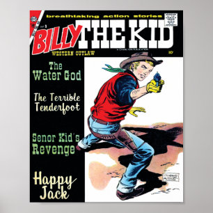 Billy the Kid Outlaw 🌟 Comic Vintag Western Poster