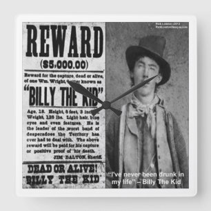 Billy The Kid Wanted Poster Wall Clock Quadratische Wanduhr