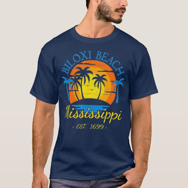 Biloxi Beach Mississippi Beach Sunset Palm Trees T-Shirt (Vorderseite)