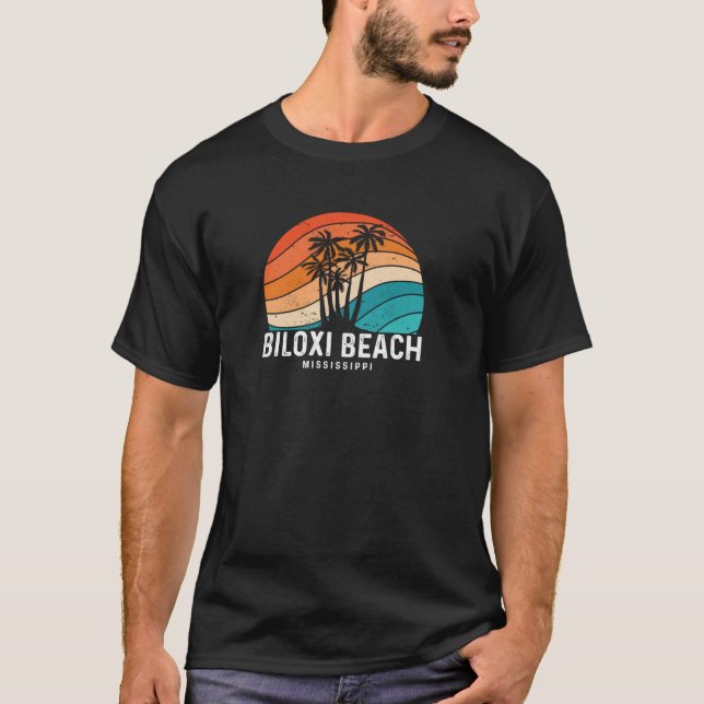 Biloxi Beach Mississippi Palm Tree Beach Souvenir T-Shirt (Vorderseite)