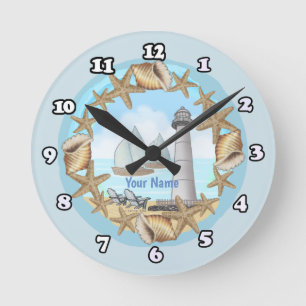 Biloxi Lighthouse Runde Wanduhr