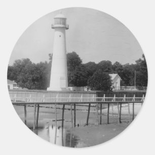 Biloxi Lighthouse Vintag Foto Runder Aufkleber