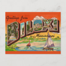 Biloxi Miss Grüße Vintage Postkarte