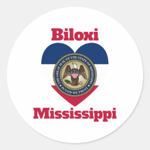 Biloxi Mississippi Herzerflag Runder Aufkleber