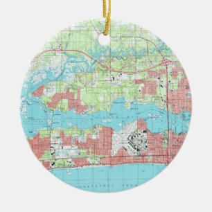 Biloxi Mississippi Karte (1992) Keramik Ornament