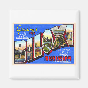 Biloxi Mississippi Vintage Große Brief Postkarte Magnet